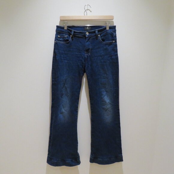 7 FOR ALL MANKIND Dojo Moreno Wide Leg Flare Jeans in Blue Denim Retro - Size 32 - Picture 2 of 14